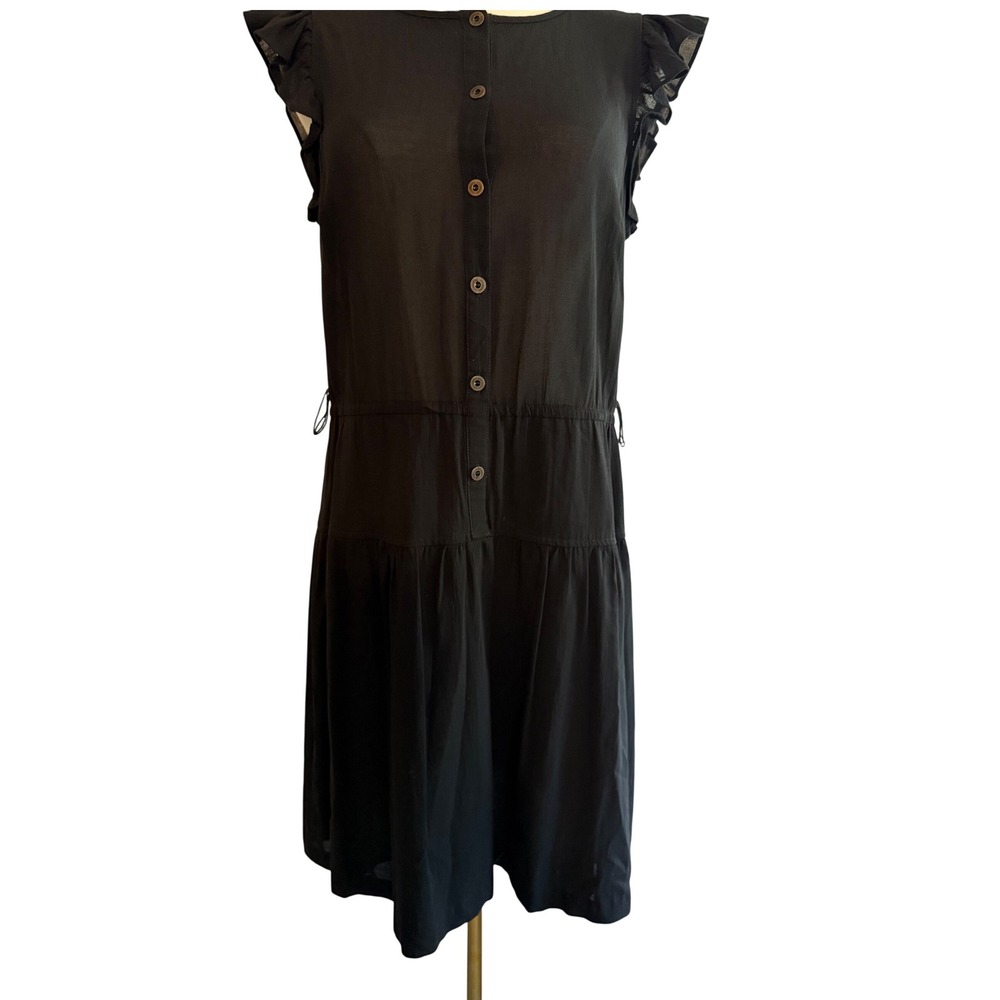 Trina Turk Sleeveless Dress Ruffle Sleeve Tiered Button Front‎ Casual Dress